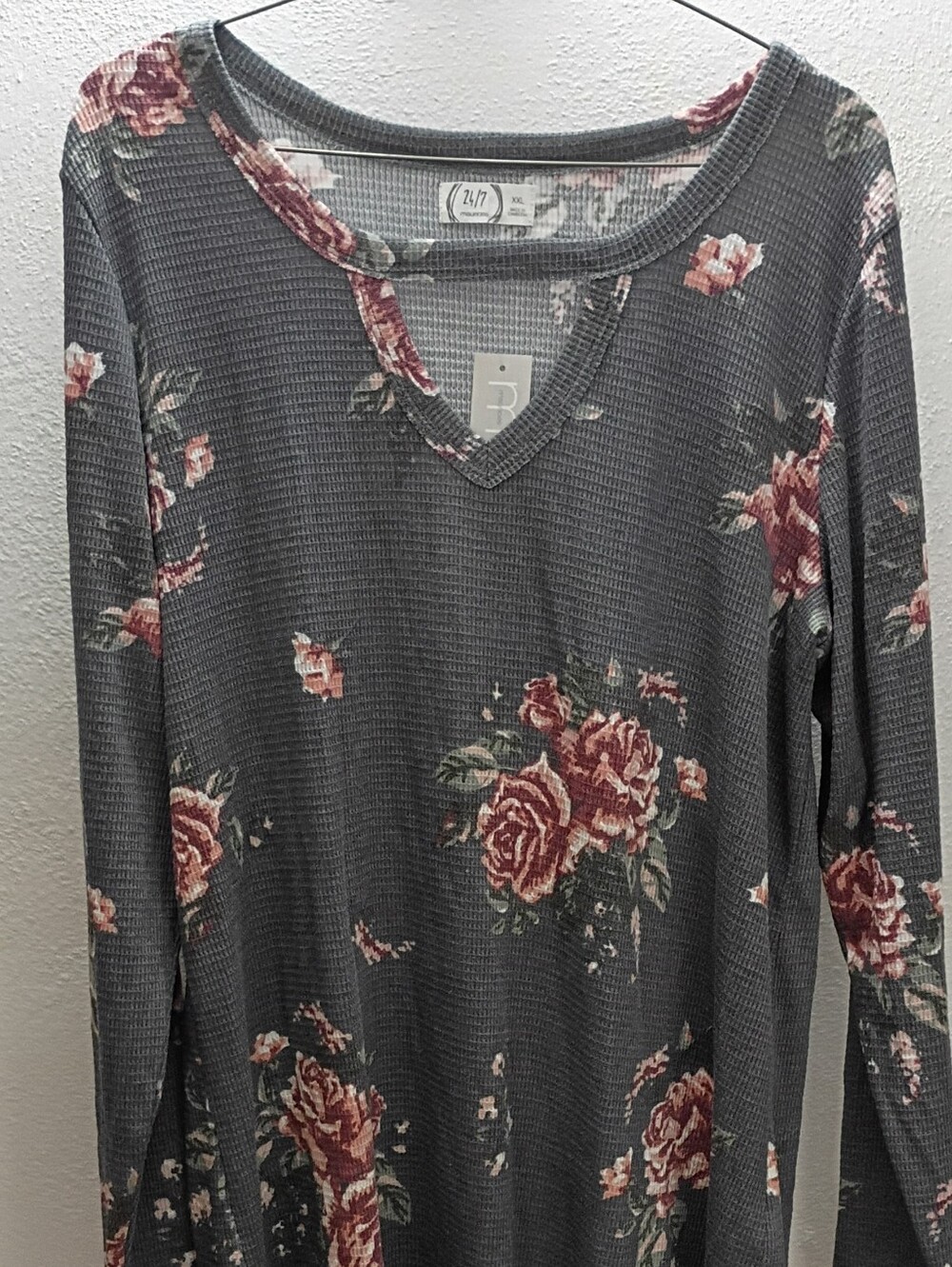 NWT Maurice's 24/7 Floral Cutout Waffle Knit Top - Plus Size XXL